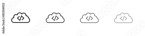 Cloud code icon with Editable Strokes in thin to bold line styles
