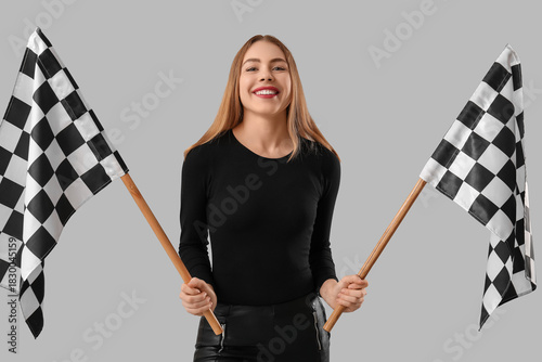 Happy young woman with raci...