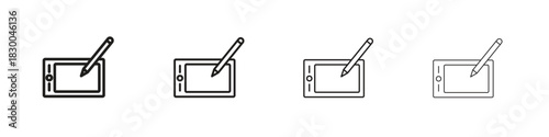 Graphic tablet icon with Editable Strokes in thin to bold line styles