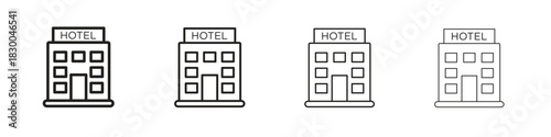 hotel icon with Editable Strokes in thin to bold line styles
