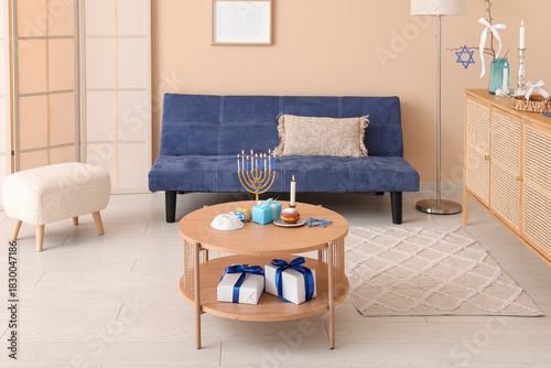 Interior of festive living ...