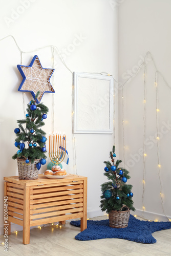 Interior of festive living ...