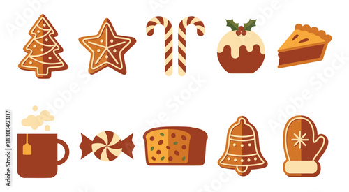 Delicious set of holiday cookies for xmas and new year season design vector illustration