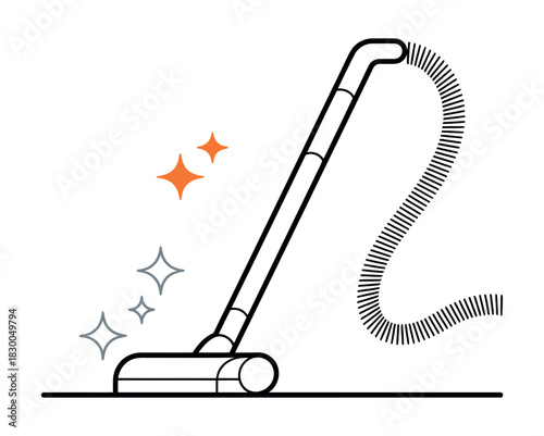 A vacuum cleaner with sparkles indicates a clean and tidy home.