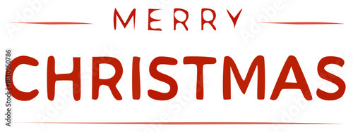 minimalist merry christmas text with festive stars in red