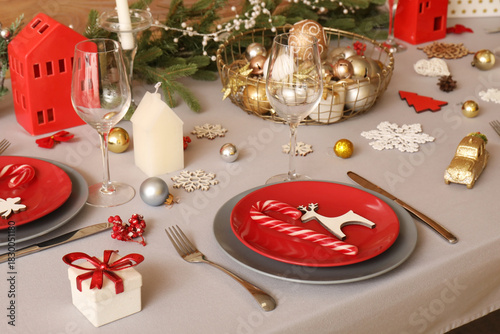 Festive table setting with ...