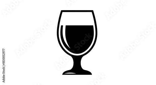 Minimalist wine glass silhouette on white background
