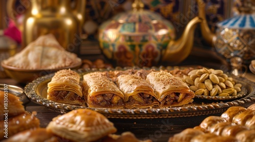 A table adorned with Turkish delight and baklava