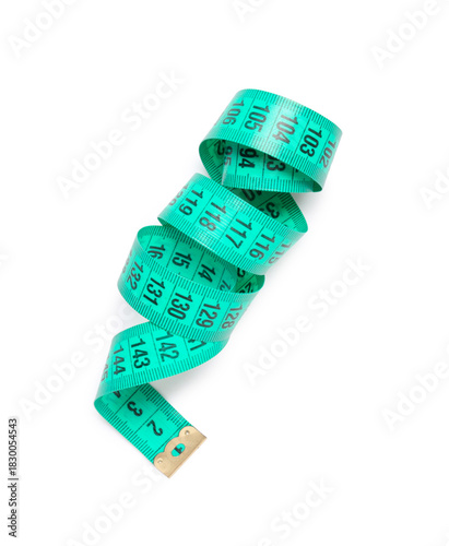 Turquoise measuring tape on...
