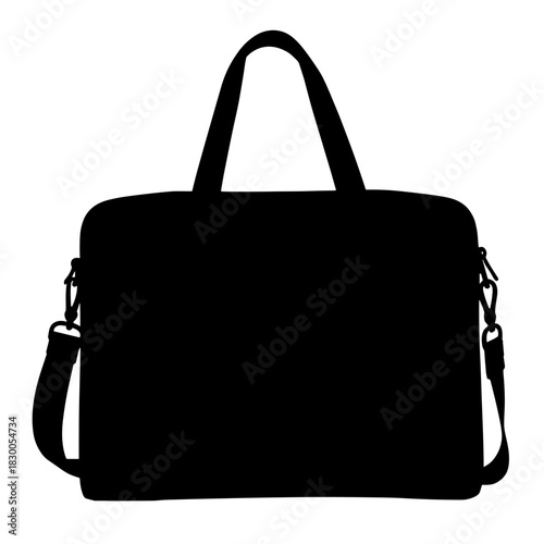 Silhouette of briefcase with lockable zipper and card holder slot, security and business travel essentials