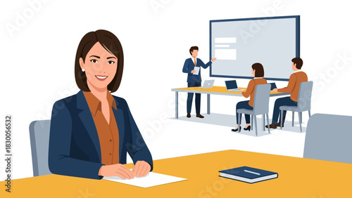 Business training session with diverse team in professional office setting