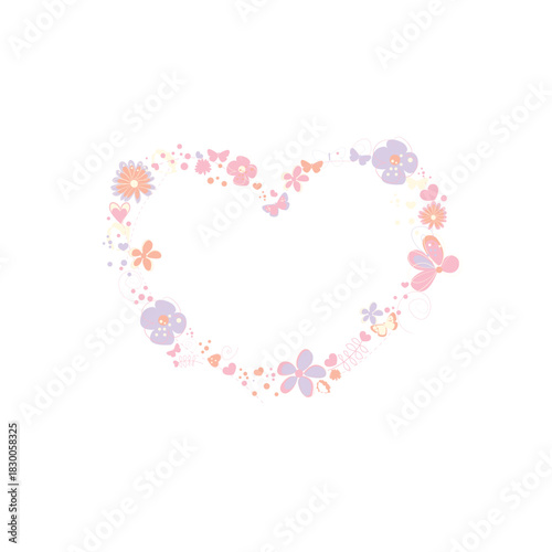 Floral Heart Wreath pink colored