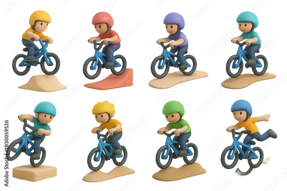 Fototapeta premium Cute bmx cyclist icons for sports design projects and digital illustrations