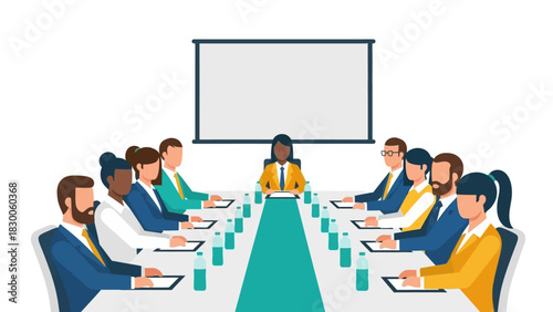 Diverse business meeting with professionals discussing strategies around a conference table