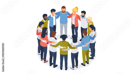 Team collaboration and unity in isometric circle formation