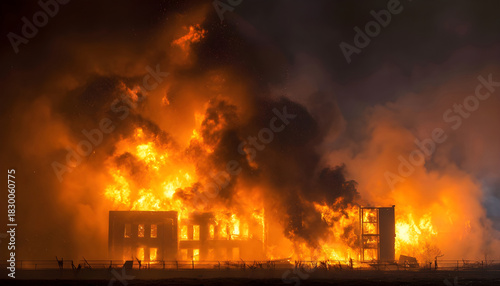 Wallpaper Mural A house engulfed in flames. Suitable for illustrating fire emergencies Torontodigital.ca