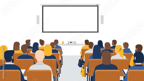 Business presentation with audience in modern conference room