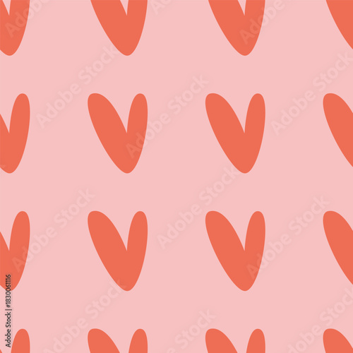Heart pattern design. Seamless endless background with tiny hand-drawn valentines in doodle style. Cute romantic texture