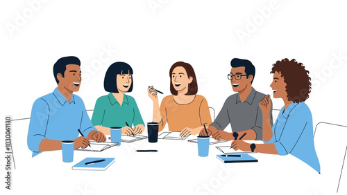 Team collaboration in office meeting with diverse group of people