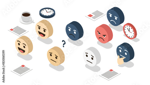 Isometric human emotions with time and decision concept