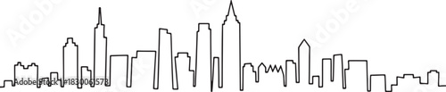 City Skyline Continuous Line Drawing Vector Illustration