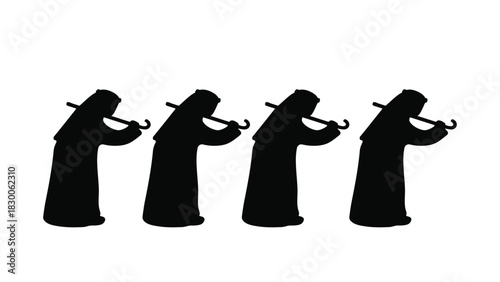 Arabian Traditional Emirati Yowla Cultural Dance Figures Vector