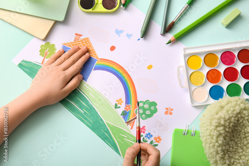 Child's hand drawing nature...