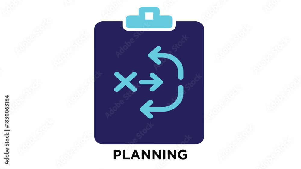 Obraz premium Blue clipboard icon with circular arrows representing process flow and planning concepts visually