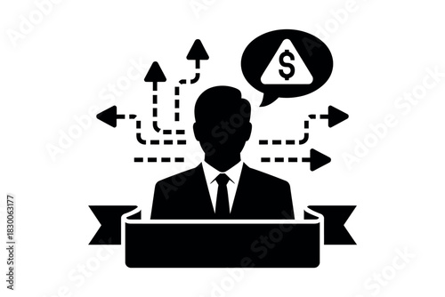 A person contemplates multiple financial choices and directions with uncertainty.