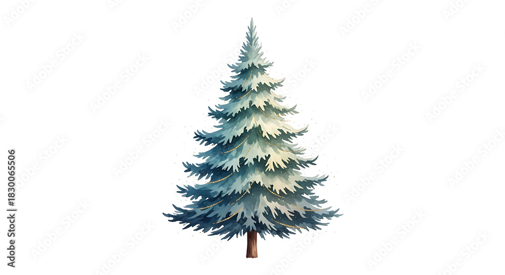 Obraz premium Watercolor illustration of a spruce tree isolated on white background