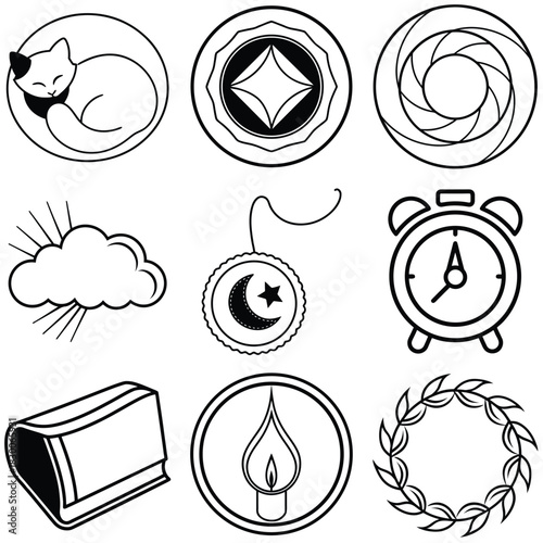 Cute sleeping cat icon with a peaceful expression