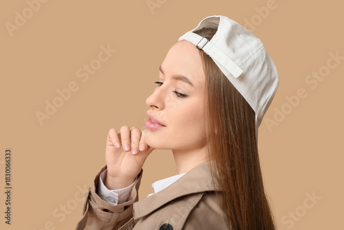 Beautiful young woman in st...