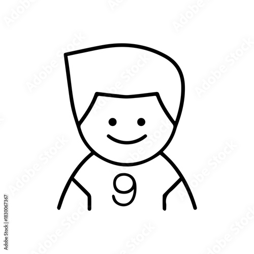 Smiling boy with number 9