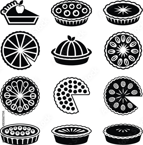 Sweet and Savory Pie Top View Icons