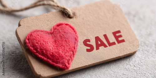 Macro close-up of a craft paper tag featuring the word 