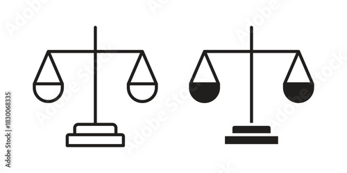 Balance scale icon or logo pack. Vector Illustration Outline and flat