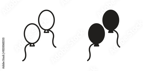Balloons icon or logo pack. Vector Illustration Outline and flat
