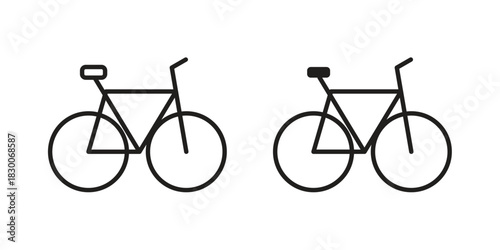 Biking icon or logo pack. Vector Illustration Outline and flat
