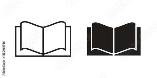 Book icon or logo pack. Vector Illustration Outline and flat