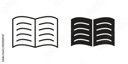 Book icon or logo pack. Vector Illustration Outline and flat