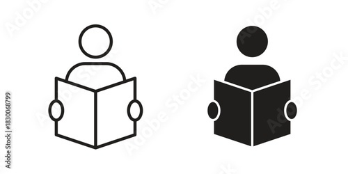 Book open reader icon or logo pack. Vector Illustration Outline and flat