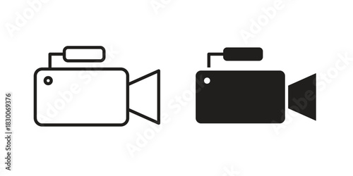 Camcorder icon or logo pack. Vector Illustration Outline and flat