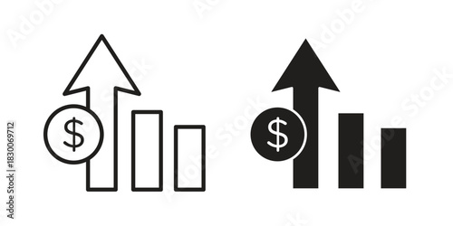 Chat arrow grow icon or logo pack. Vector Illustration Outline and flat