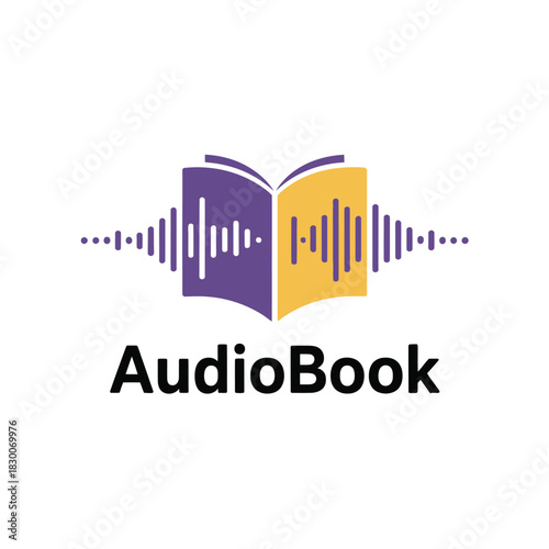 Open book morphing into a sound wave, symbolizing audiobooks.
