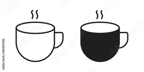 Coffee icon or logo pack. Vector Illustration Outline and flat