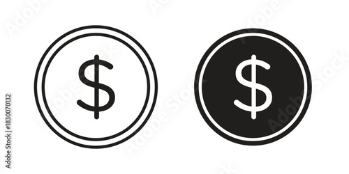 Coin icon or logo pack. Vector Illustration Outline and flat