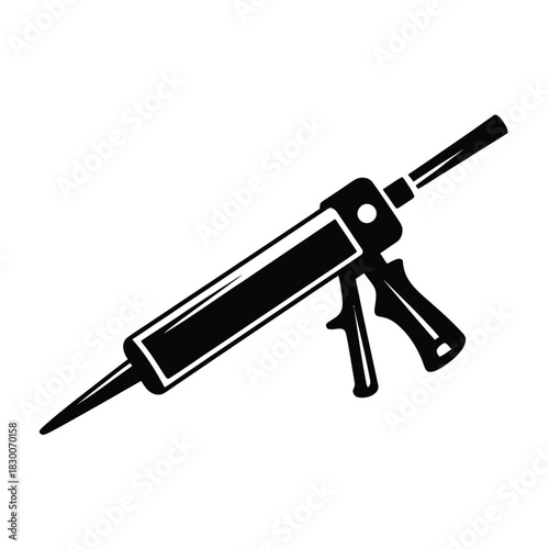 A black and white illustration of a caulking gun.
