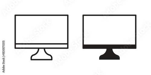 Computer screen icon or logo pack. Vector Illustration Outline and flat