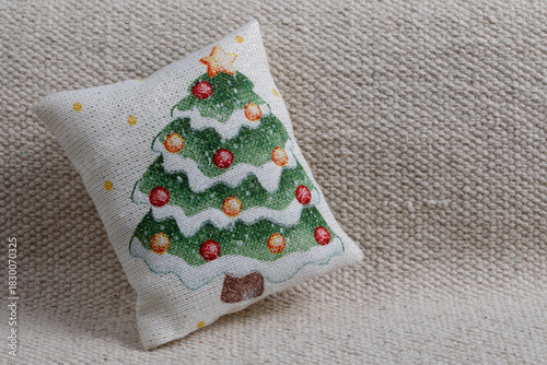 Christmas candy in fabric wrapping with lace