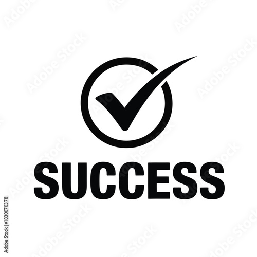 A circular checkmark symbol represents success and completion of a task.